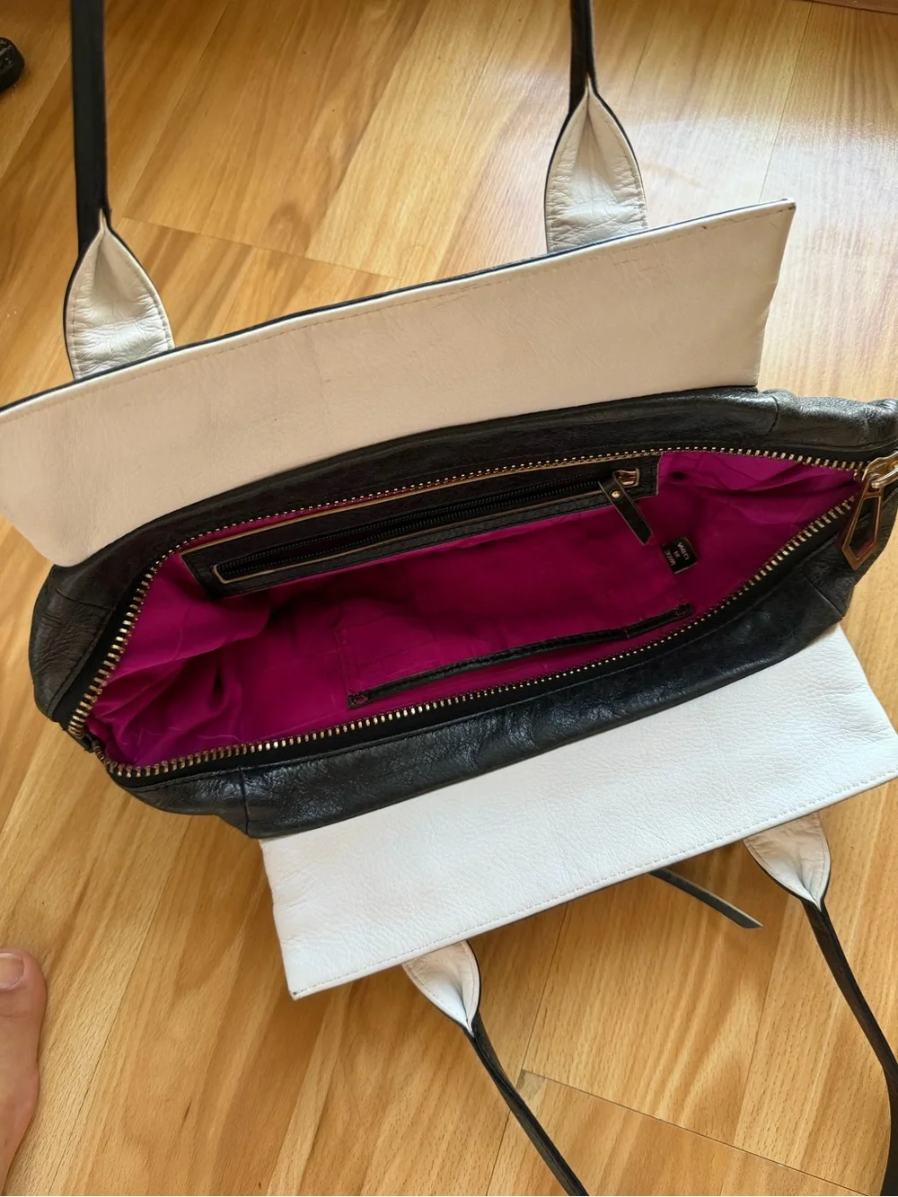 Botkier Black and Light Pink Leather Shoulder Bag